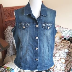 Alia blue denim Vest 8 EUC